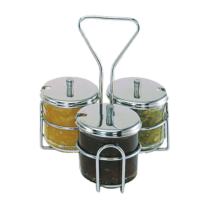 Wire Condiment Jar Holder w/ 3 Holes