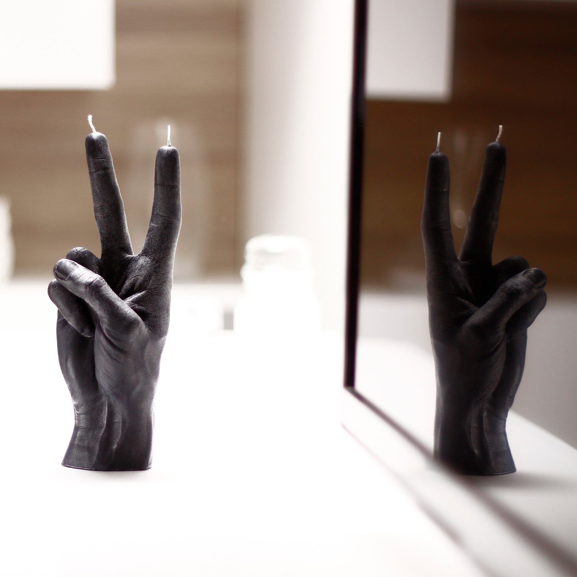 Peace Hand Gesture Candle | Black