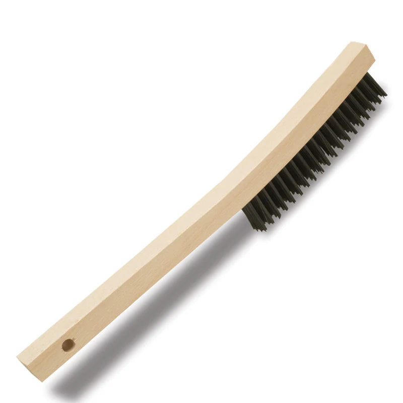 Wire Brush, Carbon Steel w/ Wood Handle, 7-3/4 Toothbrush Size