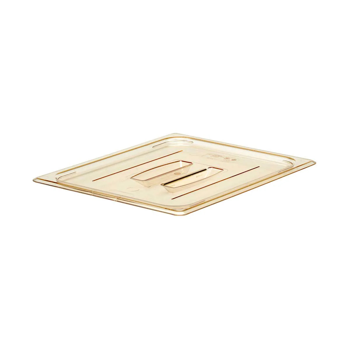 Cambro 20HPCH150 H-Pan High Heat Food Pan Lid w/ Handle, Amber, 1/2 Size