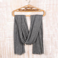 Soft Indian Cashmere Wool Woven Graphite Grey Shawl - Graphite Grey