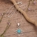 Sterling Silver Amazonite Chakra Flower Pendant Necklace - Chakra Splendor