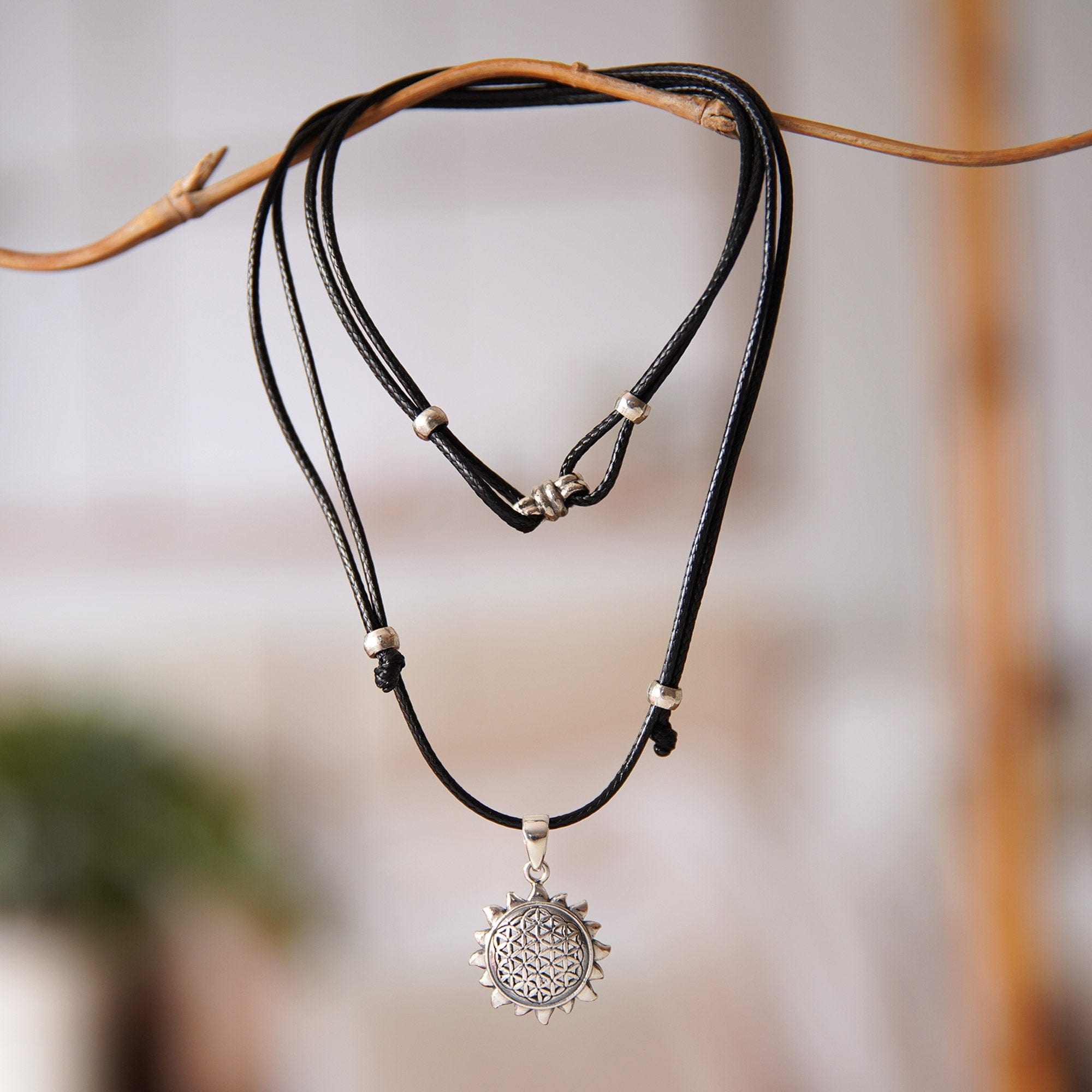 Adjustable Sun-Themed Sterling Silver Pendant Necklace - Summer Core