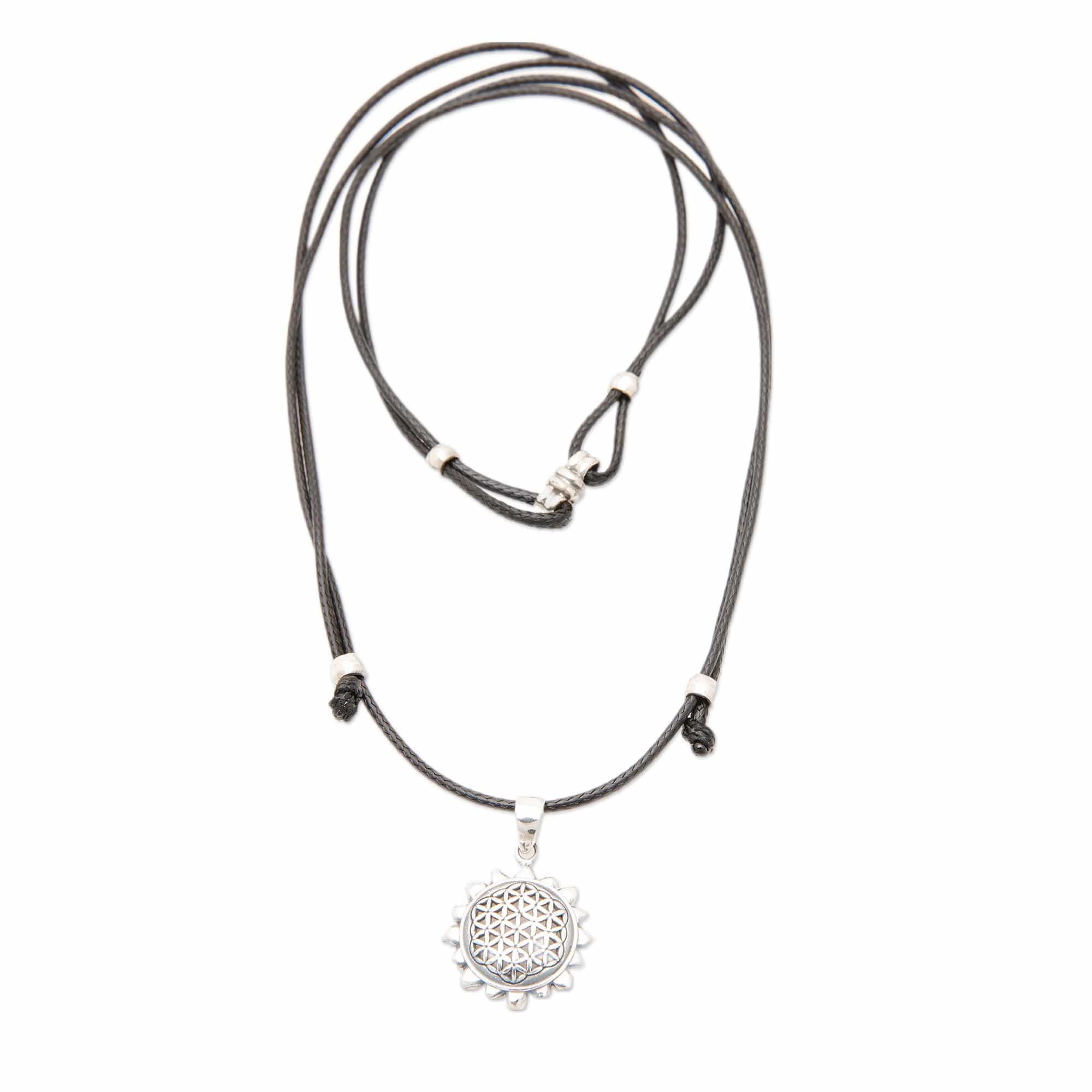 Adjustable Sun-Themed Sterling Silver Pendant Necklace - Summer Core