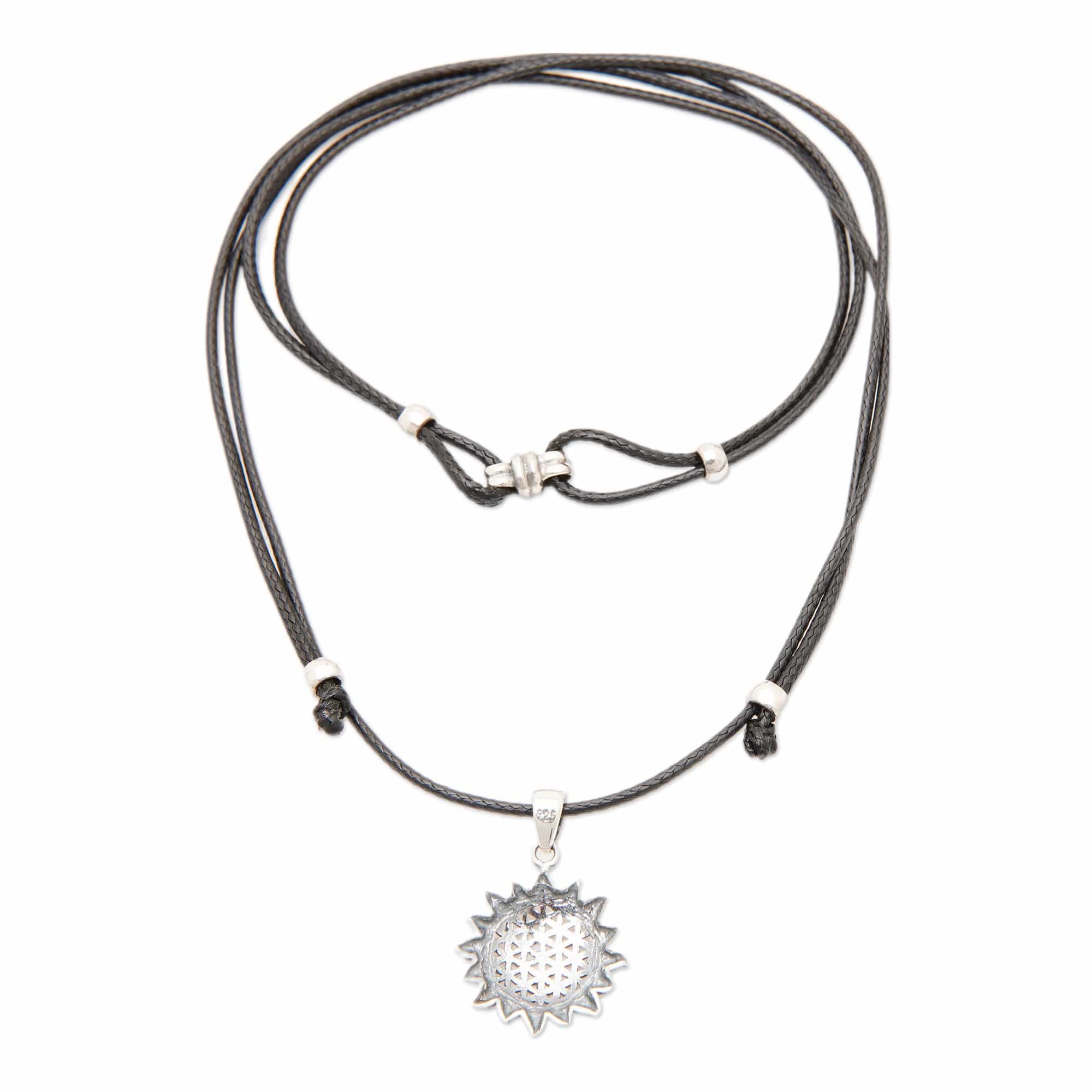 Adjustable Sun-Themed Sterling Silver Pendant Necklace - Summer Core