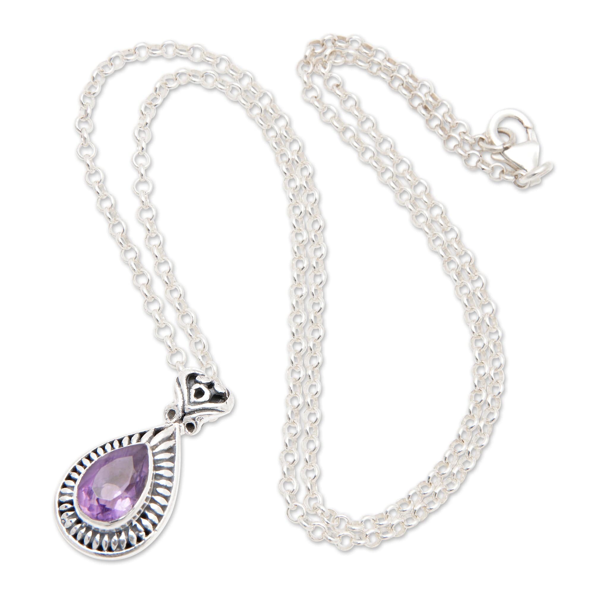 Faceted One-Carat Amethyst Pendant Necklace from Bali - Gleam of Wisdom