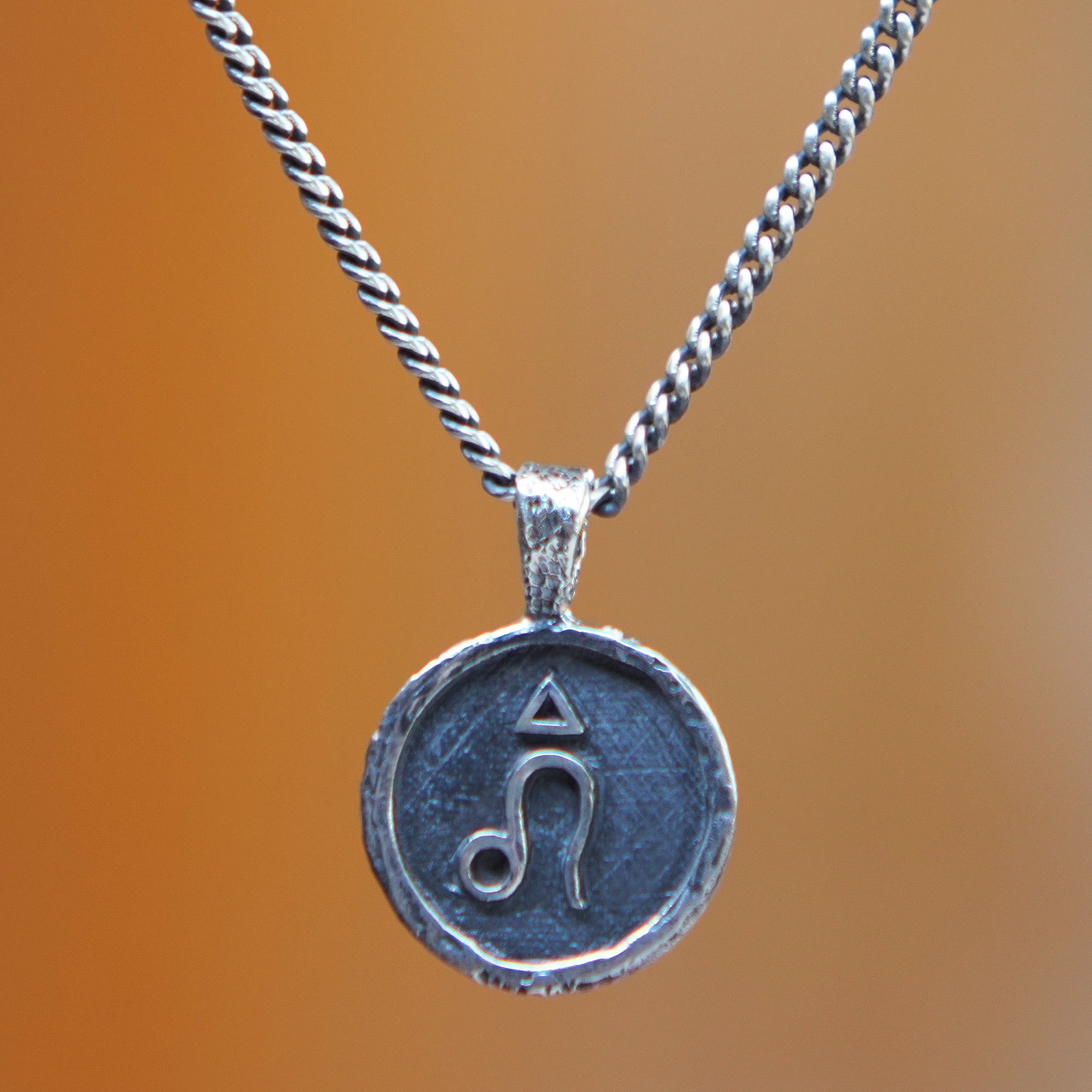 Sterling Silver Necklace with Leo Zodiac Sign Pendant - Leo Charm
