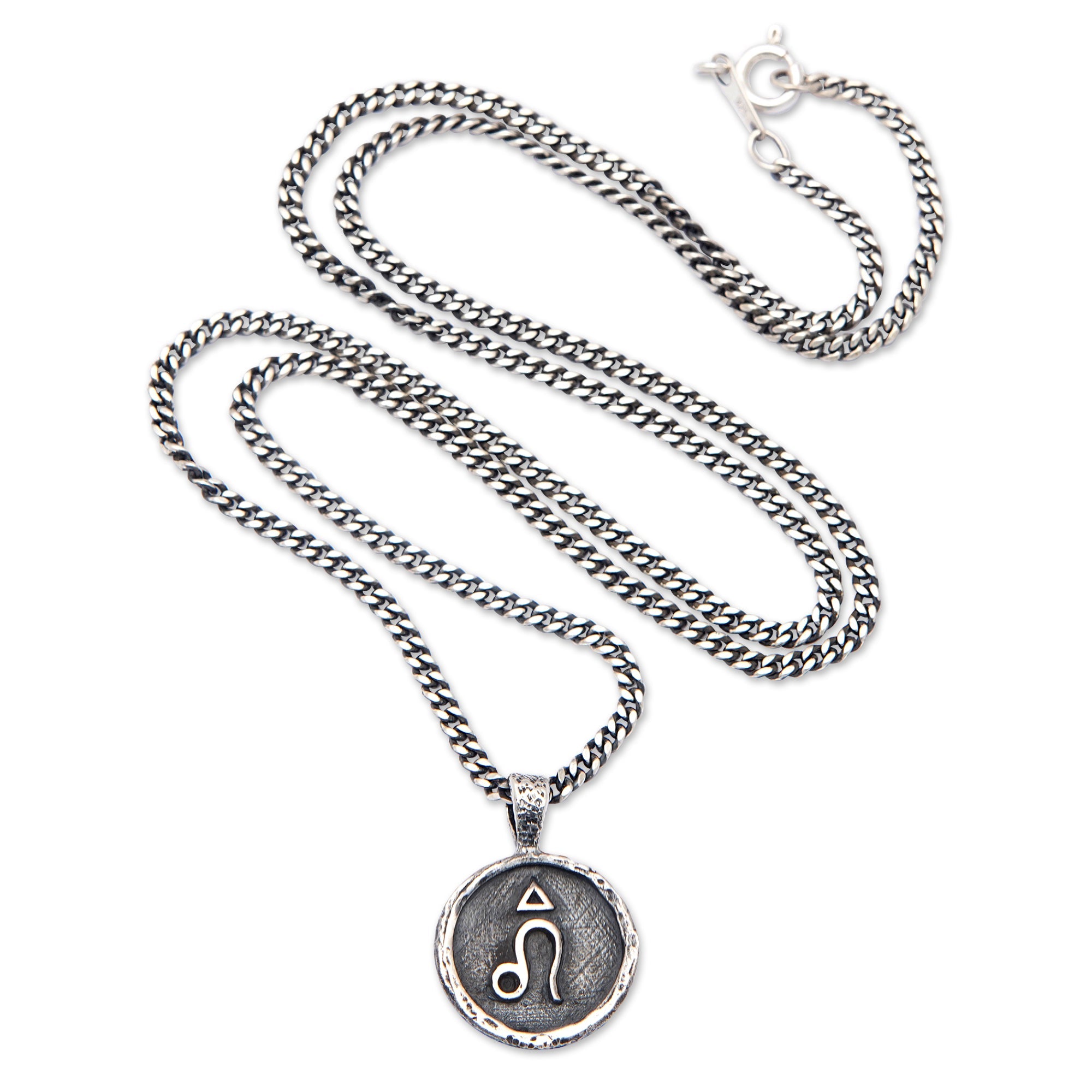 Sterling Silver Necklace with Leo Zodiac Sign Pendant - Leo Charm