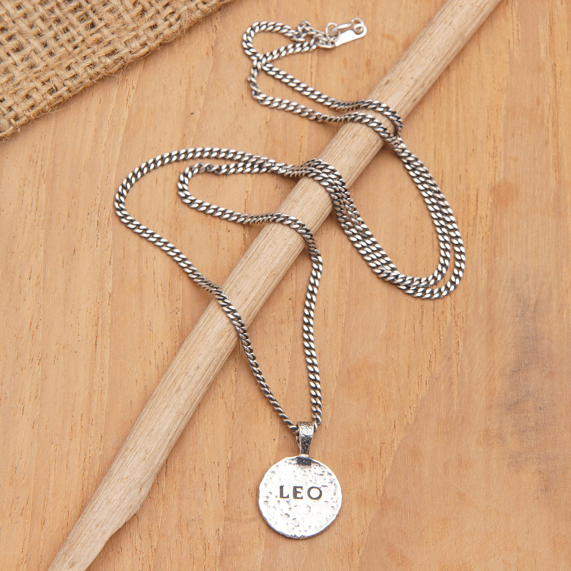 Sterling Silver Necklace with Leo Zodiac Sign Pendant - Leo Charm