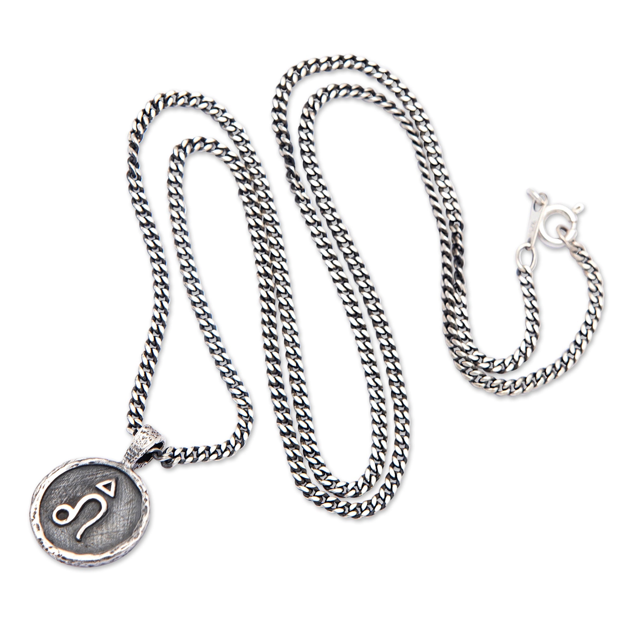 Sterling Silver Necklace with Leo Zodiac Sign Pendant - Leo Charm