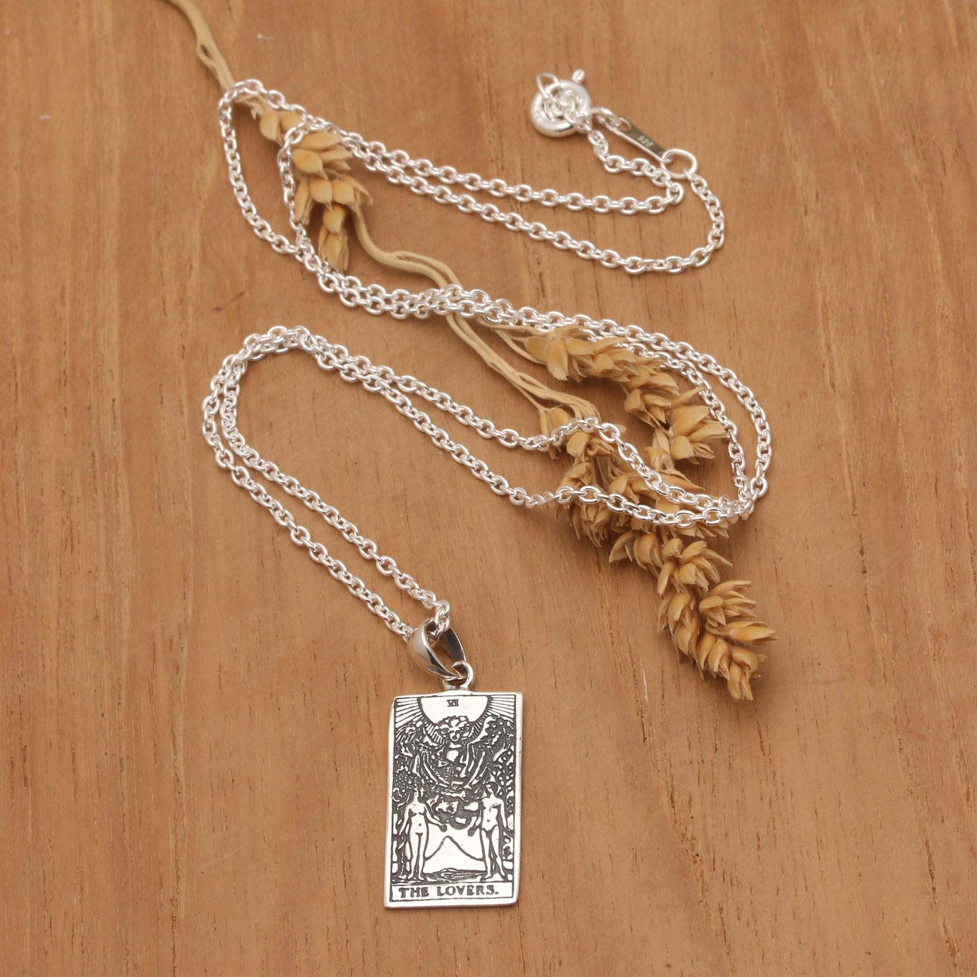 Tarot-Inspired Sterling Silver The Lovers Pendant Necklace - Omens by The Lovers