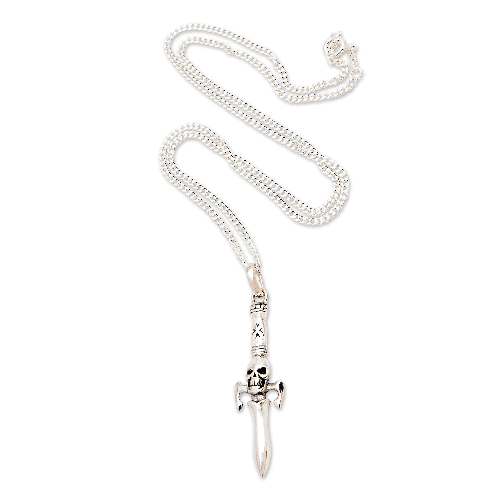 Skull-Themed Sterling Silver Pendant Necklace from Bali - Underworld Sword